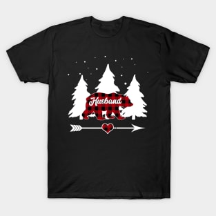 Husband Bear Buffalo Plaid Christmas Matching Family Pajama T-Shirt